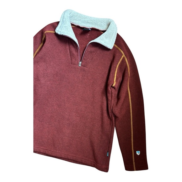 Kuhl Europa Alfpaca Fleece Quarter-Zip Sweater Maroon Size S Shearling - Picture 3 of 10